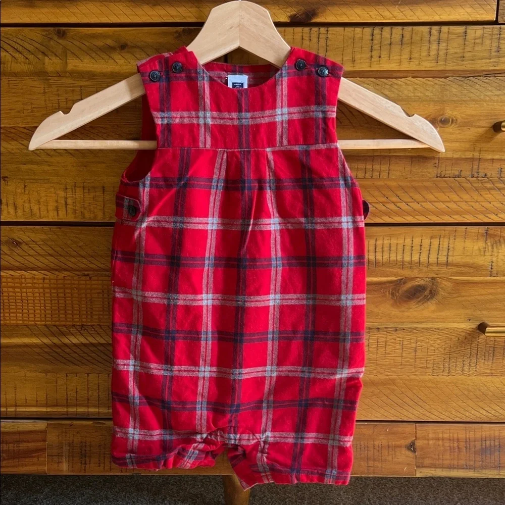 Janie & Jack Baby Red Plaid Baby Romper